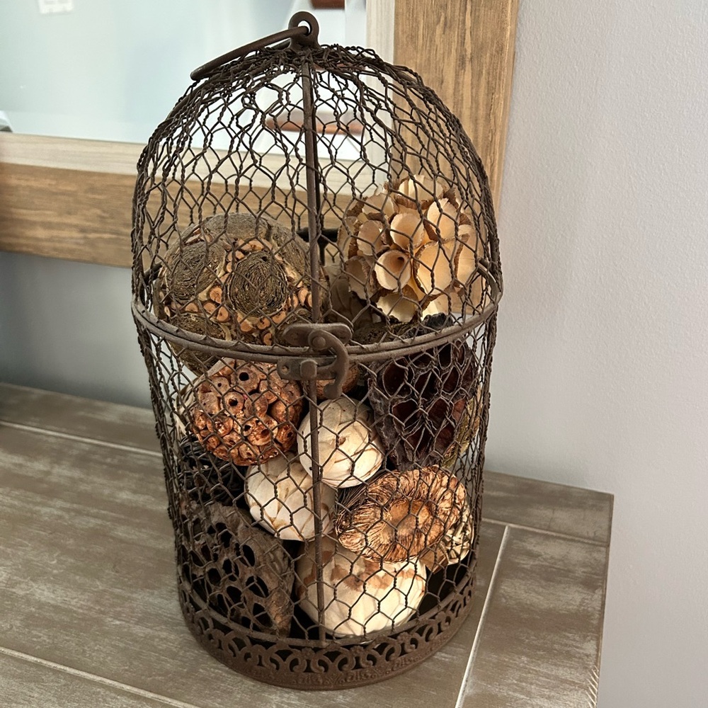 Decorative Birdcage with Natural Accents